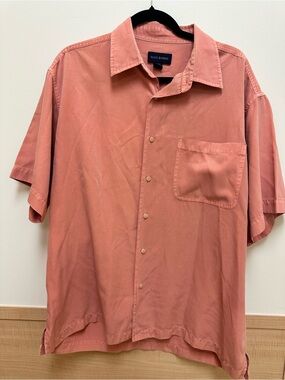 Scott Barber Men's Short-Sleeve Button-Down Shirt - Dusty Coral Silk Blend